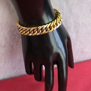 Cuban Style Bracelet Gold And Silver Tone